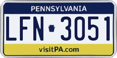 PA license plate LFN3051