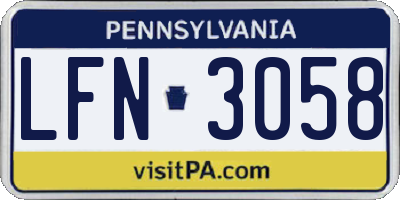 PA license plate LFN3058