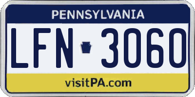 PA license plate LFN3060