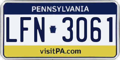 PA license plate LFN3061