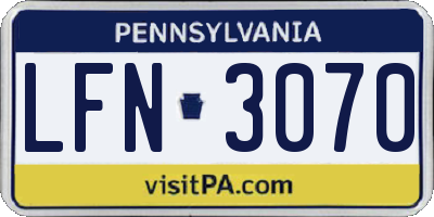 PA license plate LFN3070