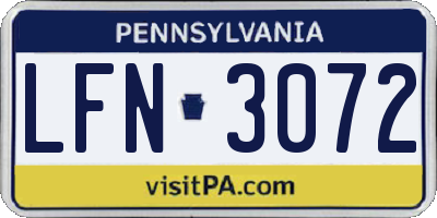 PA license plate LFN3072