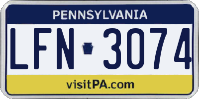 PA license plate LFN3074