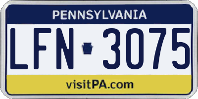 PA license plate LFN3075