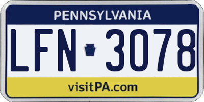 PA license plate LFN3078