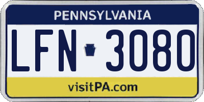 PA license plate LFN3080