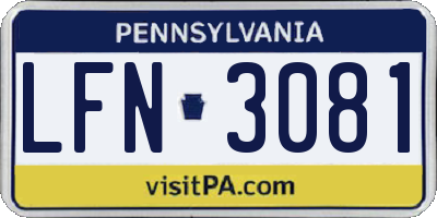 PA license plate LFN3081