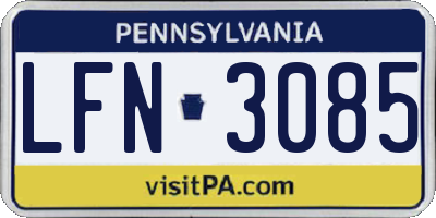 PA license plate LFN3085