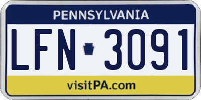 PA license plate LFN3091