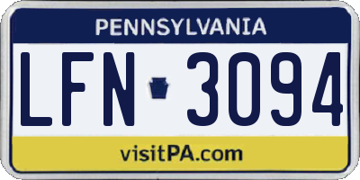 PA license plate LFN3094