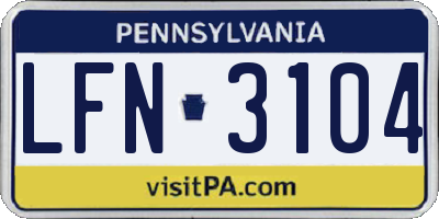 PA license plate LFN3104