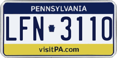 PA license plate LFN3110