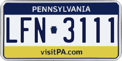 PA license plate LFN3111