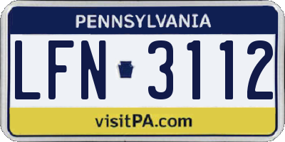 PA license plate LFN3112