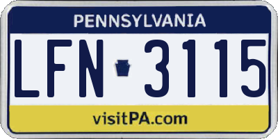 PA license plate LFN3115