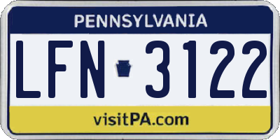 PA license plate LFN3122