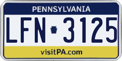 PA license plate LFN3125