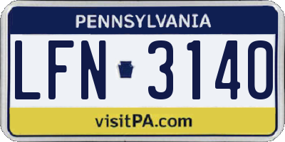 PA license plate LFN3140