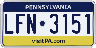 PA license plate LFN3151