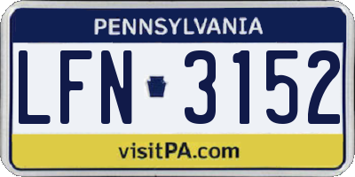 PA license plate LFN3152