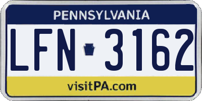 PA license plate LFN3162