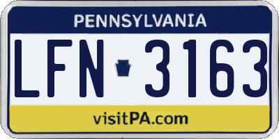PA license plate LFN3163