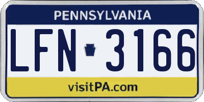 PA license plate LFN3166