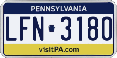 PA license plate LFN3180
