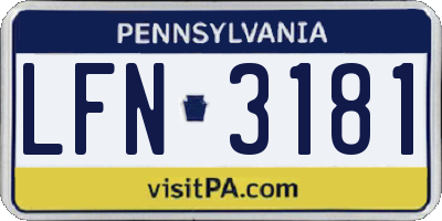 PA license plate LFN3181