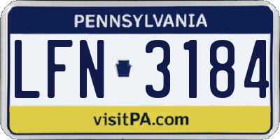 PA license plate LFN3184