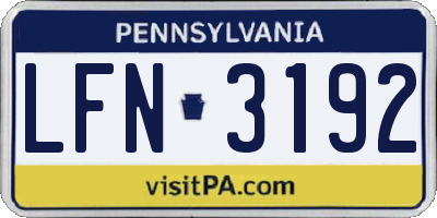 PA license plate LFN3192