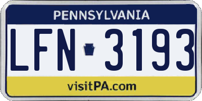 PA license plate LFN3193