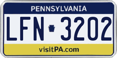 PA license plate LFN3202