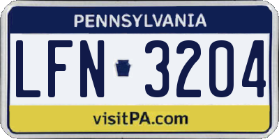 PA license plate LFN3204