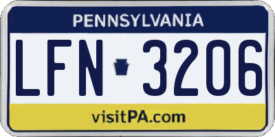 PA license plate LFN3206