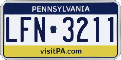 PA license plate LFN3211