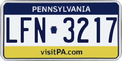 PA license plate LFN3217