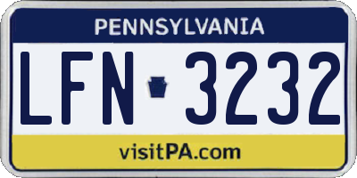 PA license plate LFN3232