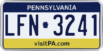 PA license plate LFN3241