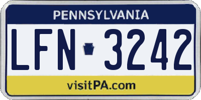 PA license plate LFN3242