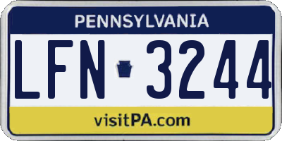 PA license plate LFN3244