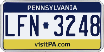 PA license plate LFN3248