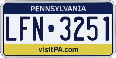 PA license plate LFN3251
