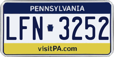 PA license plate LFN3252