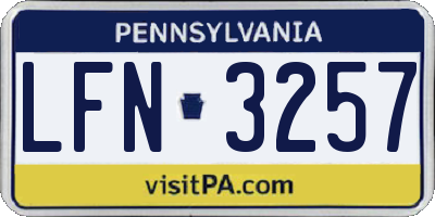 PA license plate LFN3257