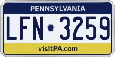 PA license plate LFN3259