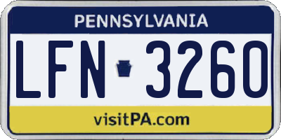 PA license plate LFN3260