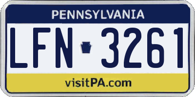 PA license plate LFN3261