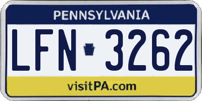 PA license plate LFN3262