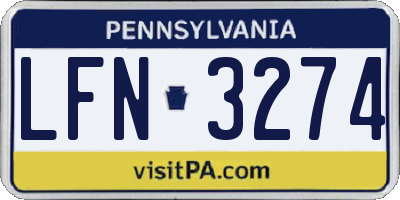 PA license plate LFN3274